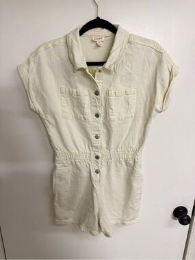 Cat & Jack Cream Short-Sleeve Button Front Kids One-Piece